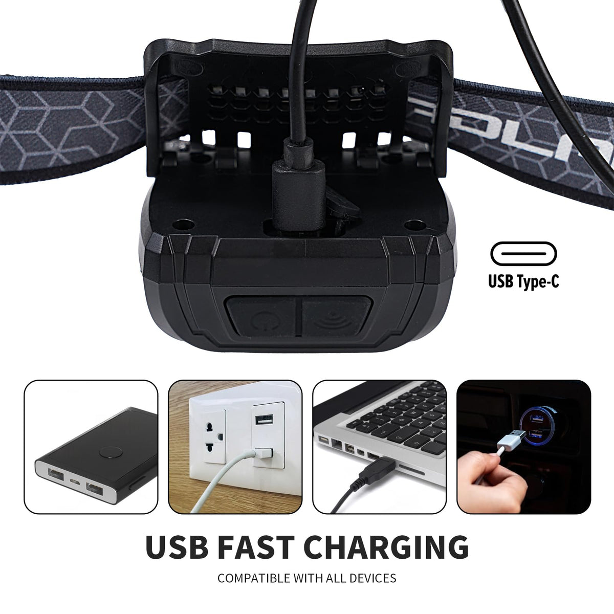 Outdoor Headlamp, USB Rechargeable, 12 Hour Continuous Lighting