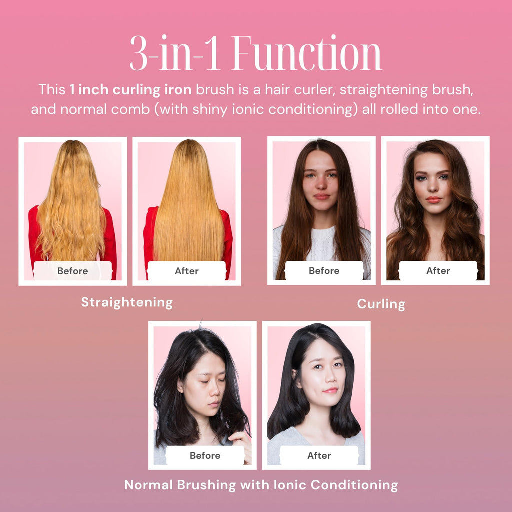 Alure Heated Styling Brush, 3-in-1 Ionic Hair Curler and Straightener Wand