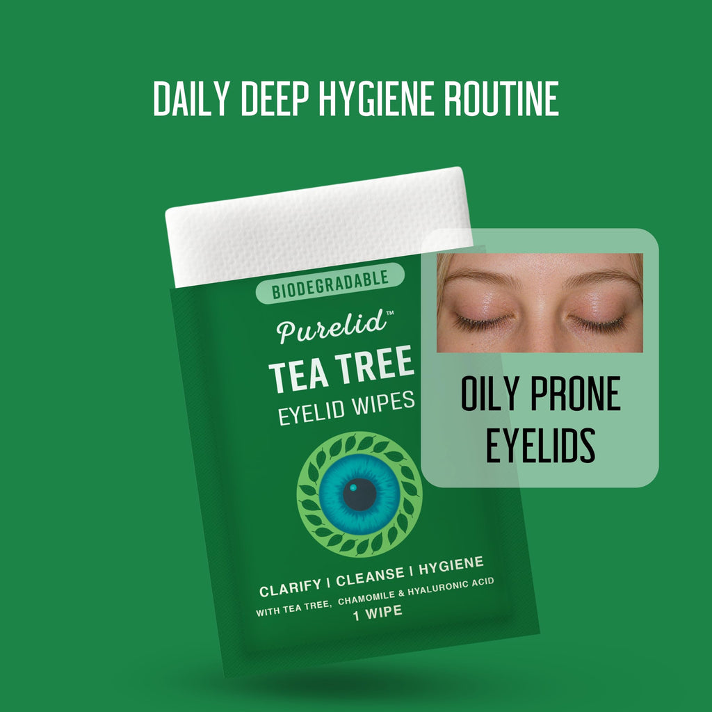 100PCs Tea Tree Eyelid Wipes – Cleaning Eye Wipes for People with Dry Eyes & Allergies – Gentle Eyelid Cleanser with Hyaluronic Acid, Chamomile and Aloe – Individually Wrapped & Biodegradable