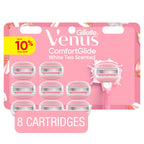 Venus ComfortGlide White Tea Women's Razor Blades, with Built-in Shave Gel Bars, 8 Razor Blade Refills