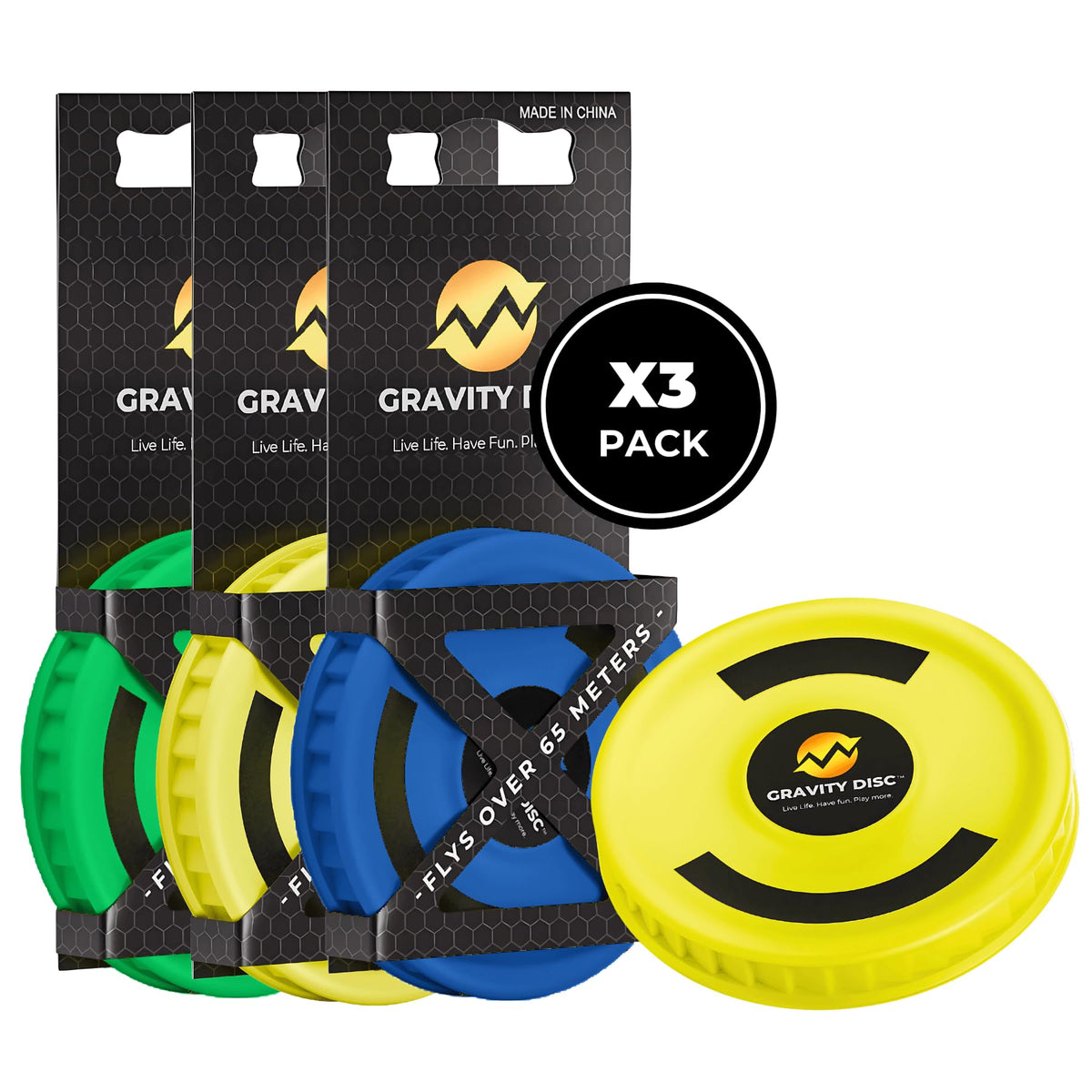 Gravity Disc Mini Frisbee - 3 Pack (Blue, Yellow, Green) Pocket Flying Discs - Disc Golf Accessories, Ultimate Frisbee, Trick Shots - Fun Outdoor Gifts for Camping, Travel, Yard Games