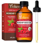 Yoken Cold Pressed Organic Rosehip Seed Oil for Face, Hair & Body, 4 fl oz | Rosehip Oil for Face Hair Body and Nails Rich in Essential Fatty Acids Lightweight Moisturizing Carrier Oil