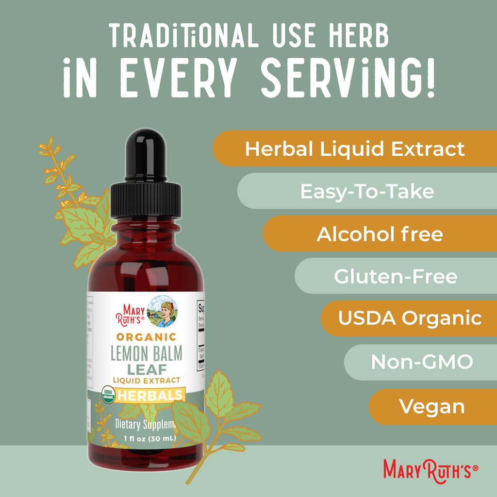 MARYRUTH'S Organic Lemon Balm Leaf Liquid Extract, Mood Support, 1 Fl Oz
