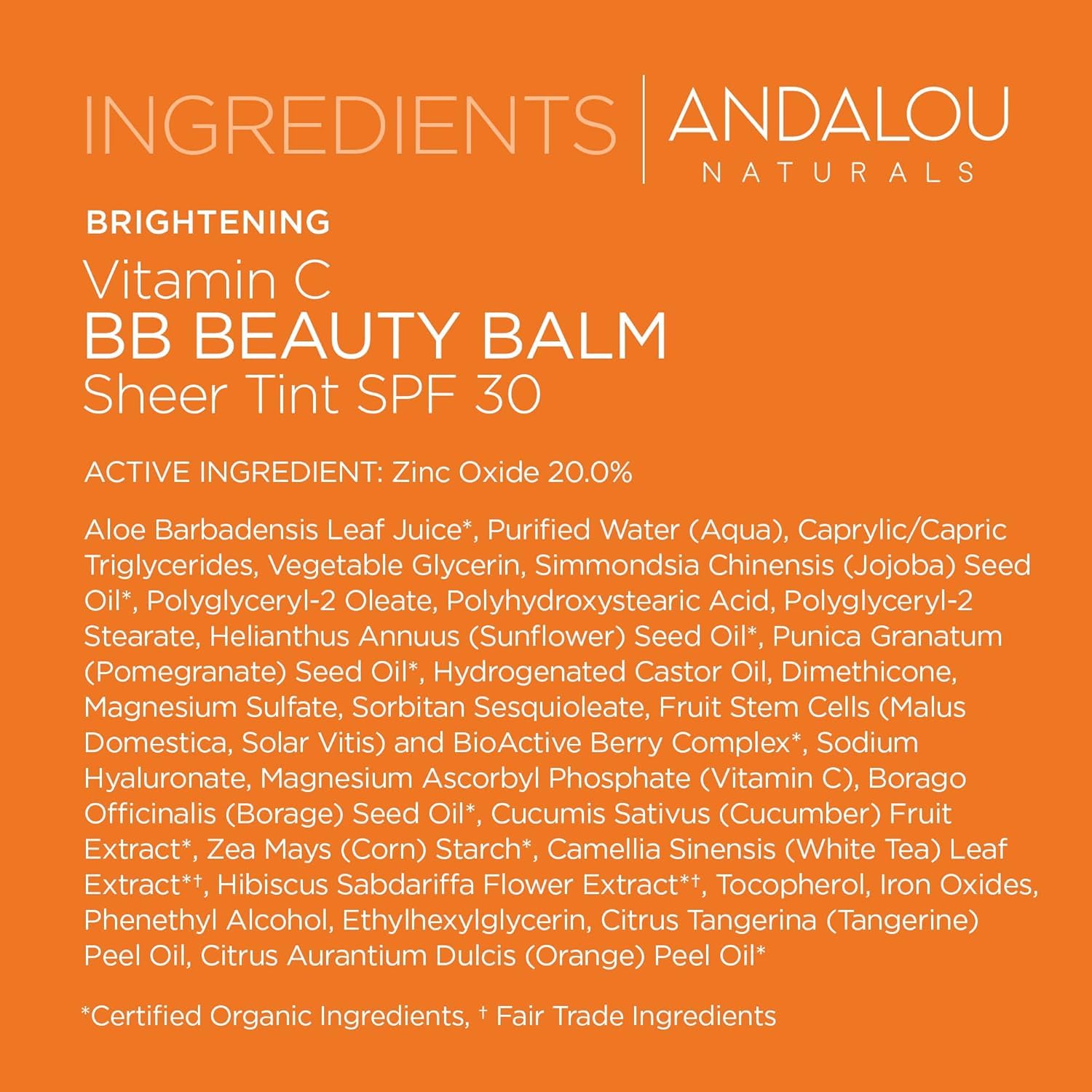 Buy now Andalou Naturals Vitamin C BB Beauty Balm Sheer Tint SPF 30 - 2-in-1 BB Cream & Mineral Sunscreen for Face - With Non-Nano Zinc Oxide Skin Protection - 2 fl oz at indiglob india