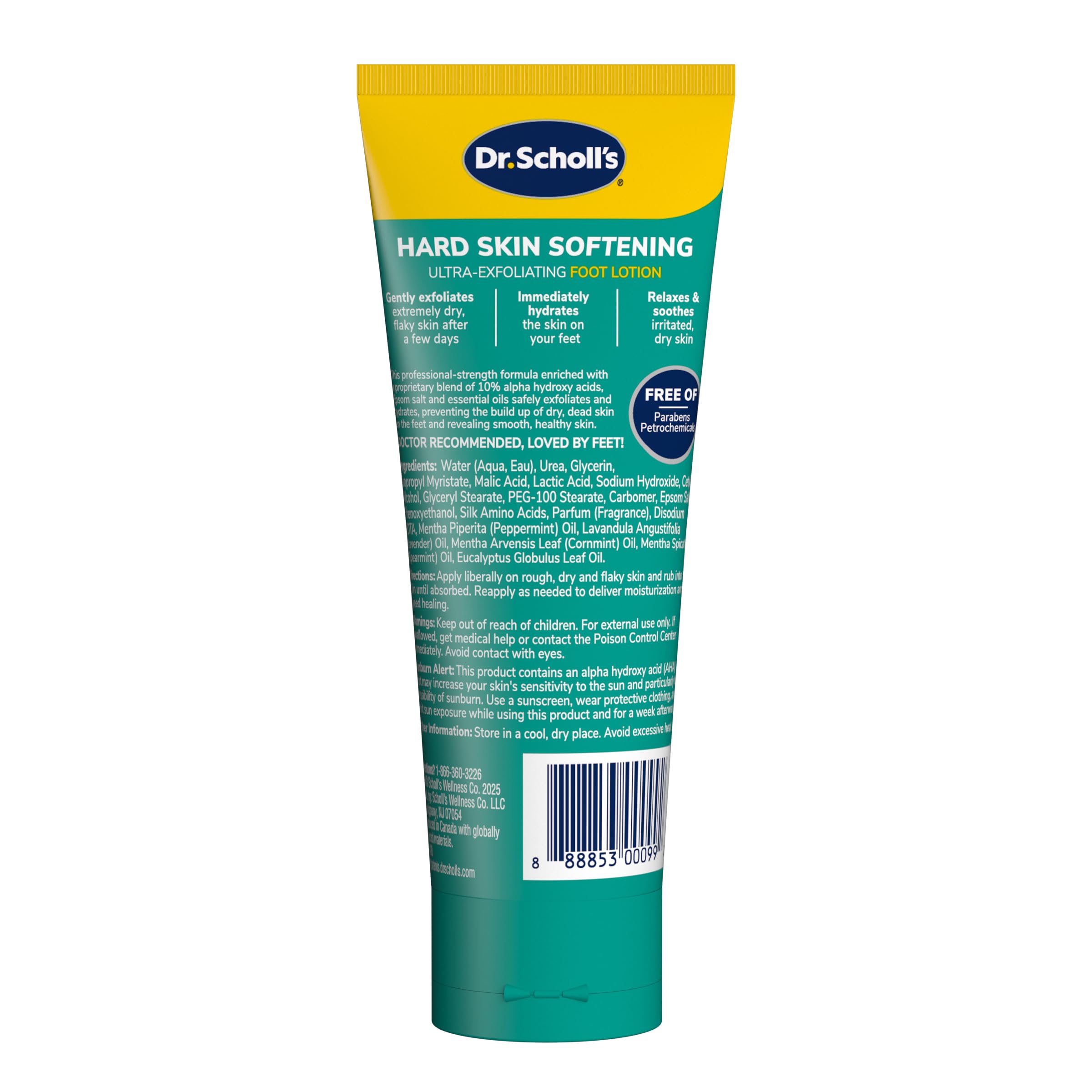 Dr. Scholl's Dry, Flaky Skin Remover Ultra Exfoliating Foot Lotion Cream, 3.5 oz, Moisturizer with Urea for Rough Dry Cracked Feet, Heal and Soothe for Healthy Looking Feet, Intensive Foot Skin Care