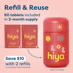 Hiya Iron+ Supplements for Kids, No Added Sugar, 60 Day Supply, Strawberry | Third Party Tested, Chewable High Absorption Iron Supplement Refill, Delicious Strawberry Flavor & Easy on Children's Stomach