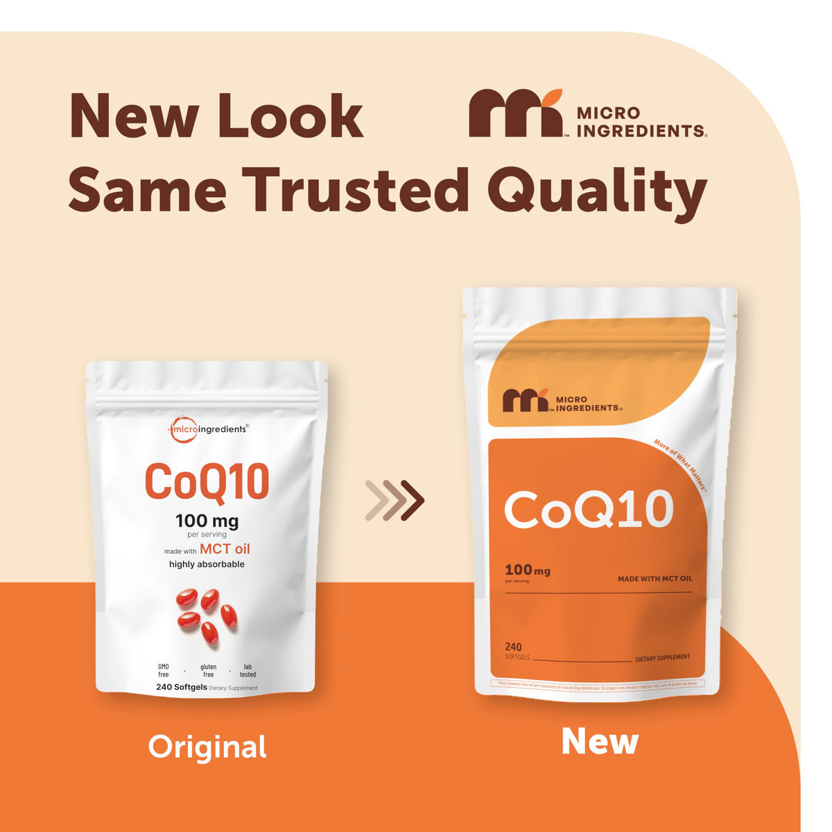 Micro Ingredients CoQ10 100 mg Per Serving, 240 Softgels | Coenzyme Q10 (Ubiquinone) Supplement | Made with MCT Oil | Non-GMO, Gluten Free