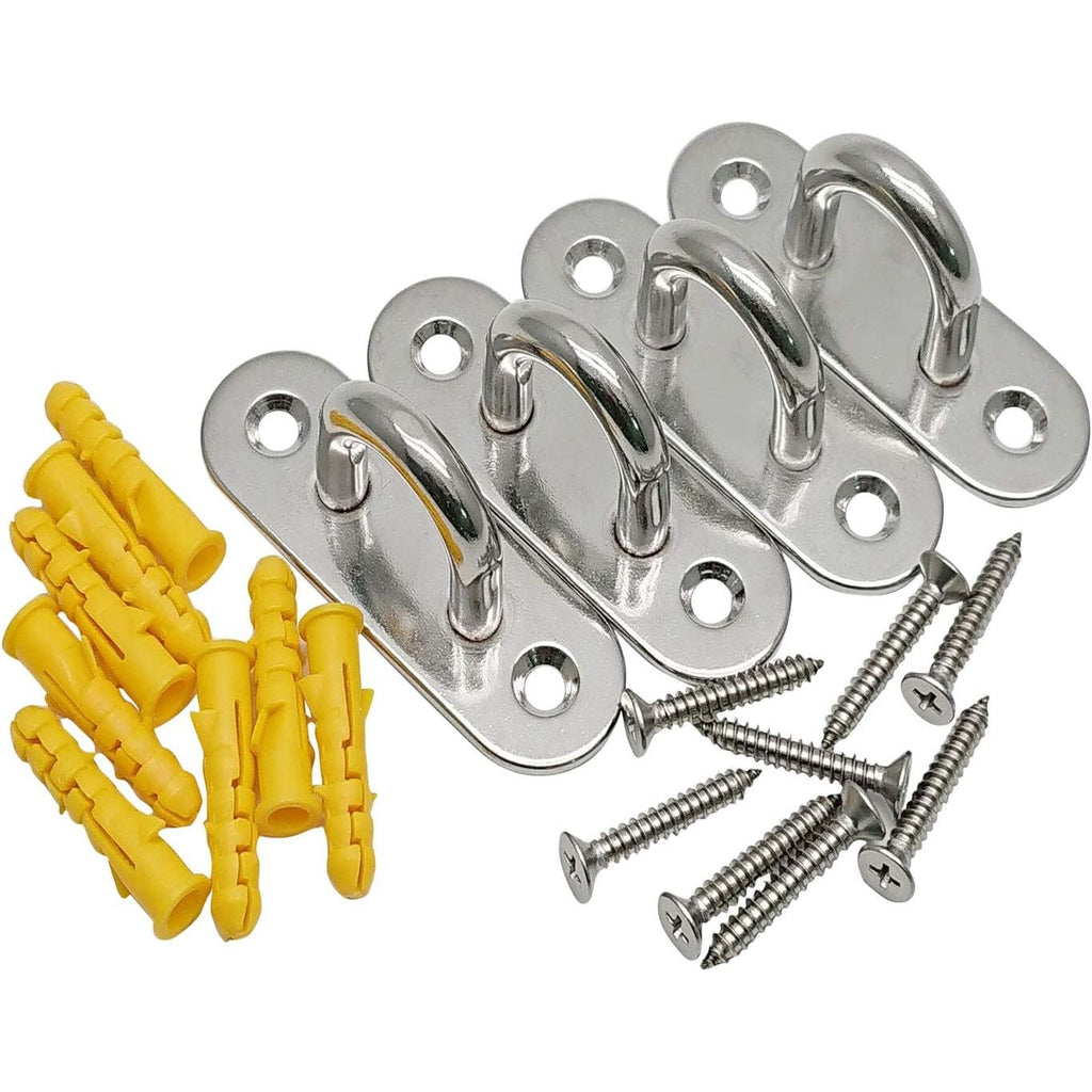 Buy now 4 Pcs 3.1 Inch 304 Stainless Steel Ceiling Hooks Pad Eyes Plate Marine Hardware Hooks with Screws at indiglob india