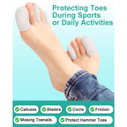 16-Pack Silicone Toe Protectors and Caps, Gel Toe Covers Bandage Sleeves for Women & Men Pain Relief, Cushion Pads for Corns, Calluses, Blisters, Toenails Loss(Clear, Mixed Sizes, 4L+8M+4S)