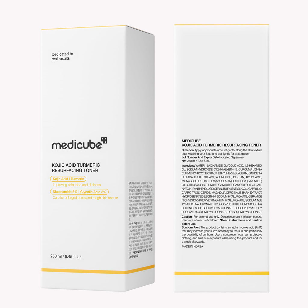 medicube Kojic Acid Turmeric Smoothing Toner for Face & Body | Lightweight Toner for Balancing Uneven Skin Tone & Texture - Niacinamide, Glycolic Acid for Clear Glass Skin, 8.45 fl.oz