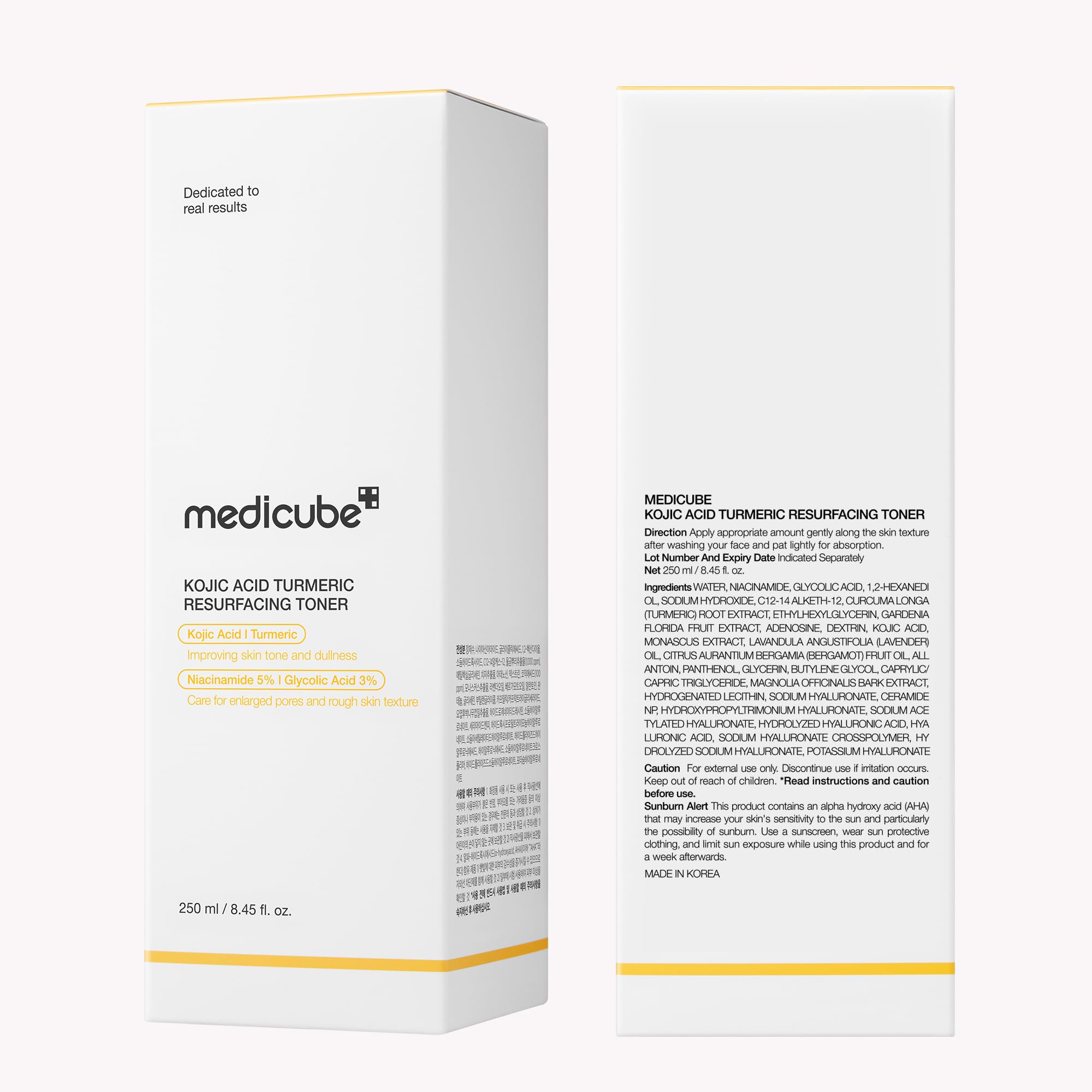 medicube Kojic Acid Turmeric Smoothing Toner for Face & Body | Lightweight Toner for Balancing Uneven Skin Tone & Texture - Niacinamide, Glycolic Acid for Clear Glass Skin, 8.45 fl.oz