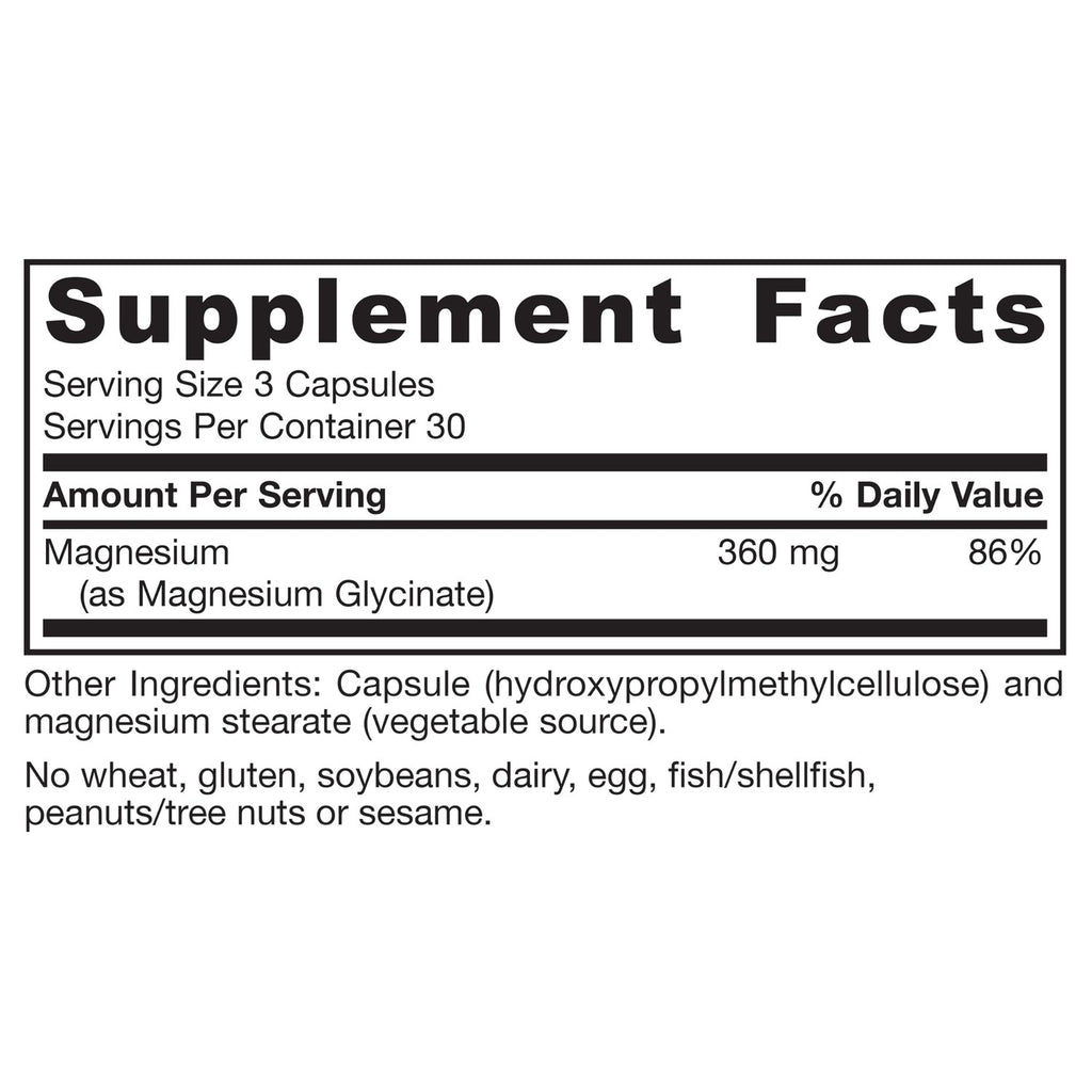 Jarrow Magnesium Glycinate, Support Relaxation & Healthy Sleep, 90 Capsules | 360mg per Serving, 90 Veggie Capsules, 30 Day Supply, Bioavailable Form of Magnesium, Gentle on Stomach