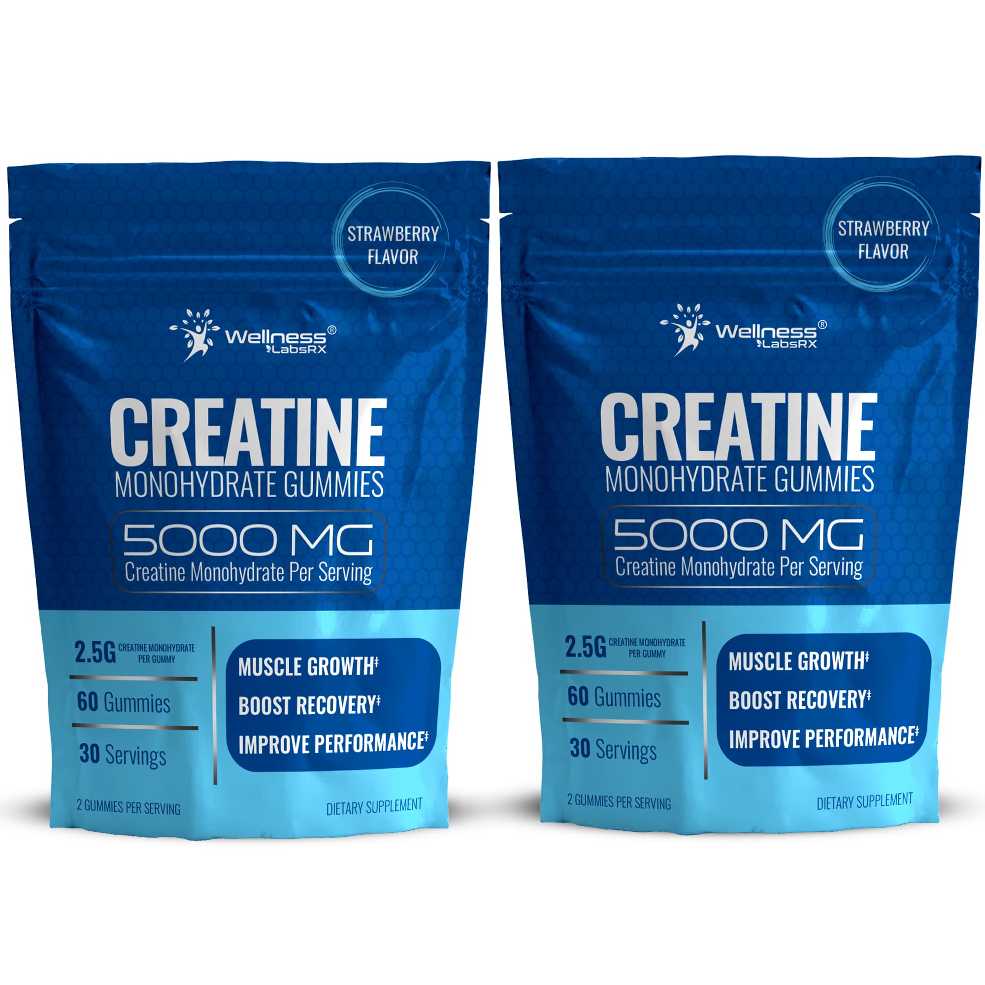 Creatine Gummies for Women & Men, Creatine Monohydrate Gummies, Blueberry | 30 Servings, 5g per Serving Creatine for Women, Muscle Growth, Strength & Recovery, Chewable Gummy Creatine for Men, 1 Pack