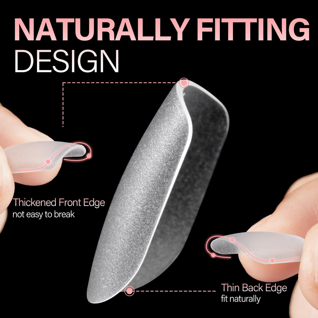 AILLSA 450PCS Short Almond Nail Tips feature a naturally fitting design, perfect for easy application. Order online now!