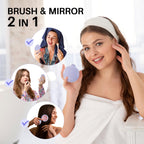 The RHOS Folding Brush with Mirror features a stylish design, perfect for on-the-go beauty. Ideal for touch-ups anytime.