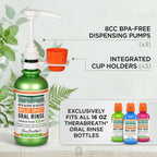 [Upgraded 3 Pack] Mouthwash Dispenser Pump with Cup Holder Set for TheraBreath 16 Fl Oz Mouthwash Oral Rinse, Fits ICY Mint, Mild Mint, Whitening, Anticavity, Kids, Alcohol-Free, etc.