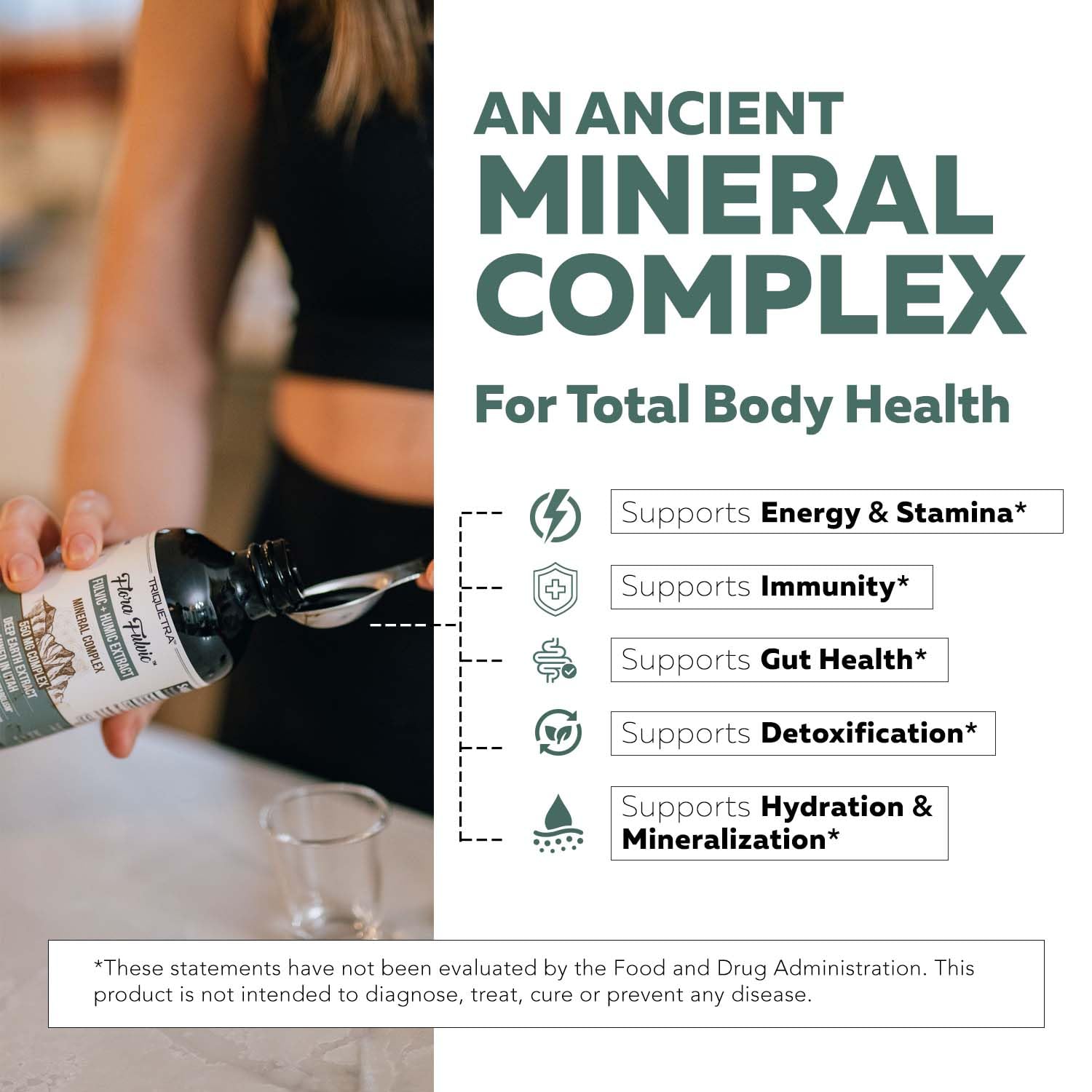 Flora Fulvic | Fulvic Acid + Humic Acid Complex – 550 mg | Mined in Utah, Prehistoric Deep Earth Extract | Immunity, Gut, Digestion – Natural Trace Mineral Complex, Fulvic Acid Supplement – 8 fl oz.