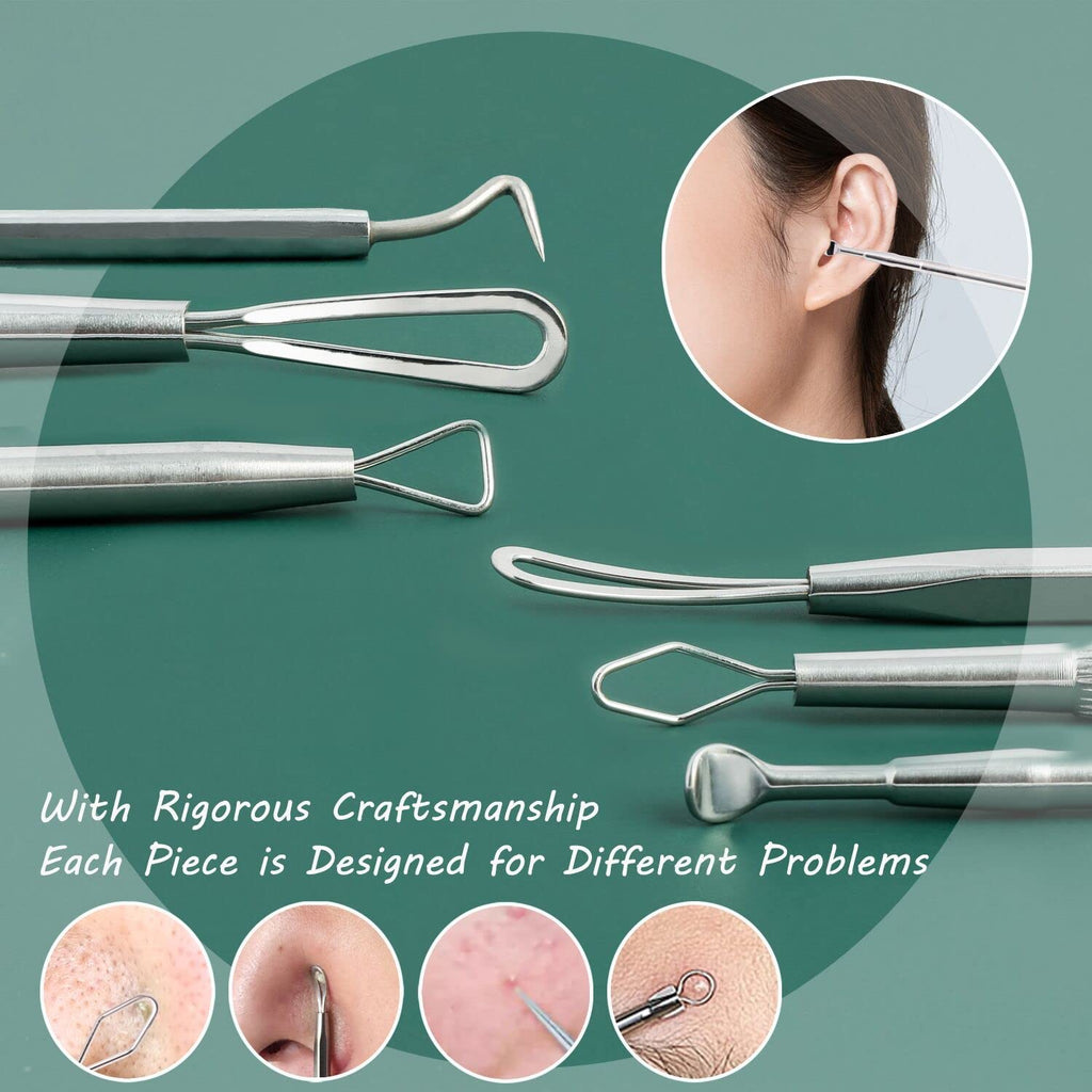 Blackhead Remover Tools 16 PCS Pimple Extractor with Metal Box