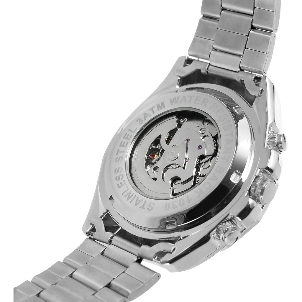 Buy now FORSINING Men's Branded Automatic Chinese Movt Stainless Steel Bracelet Unique Watch Clock at indiglob india