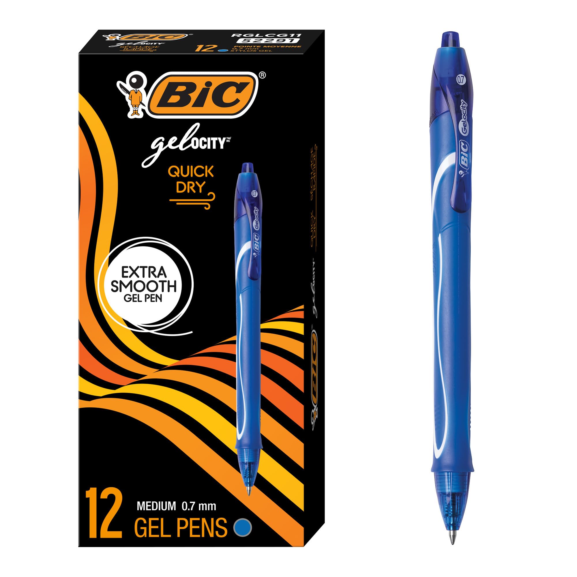 Buy now BIC Gelocity Quick Dry Blue Gel Pens, Medium Point (0.7mm), 12-Count Pack, Retractable Gel Pens With Comfortable Full Grip 12 Count (Pack of 1) Blue at indiglob india