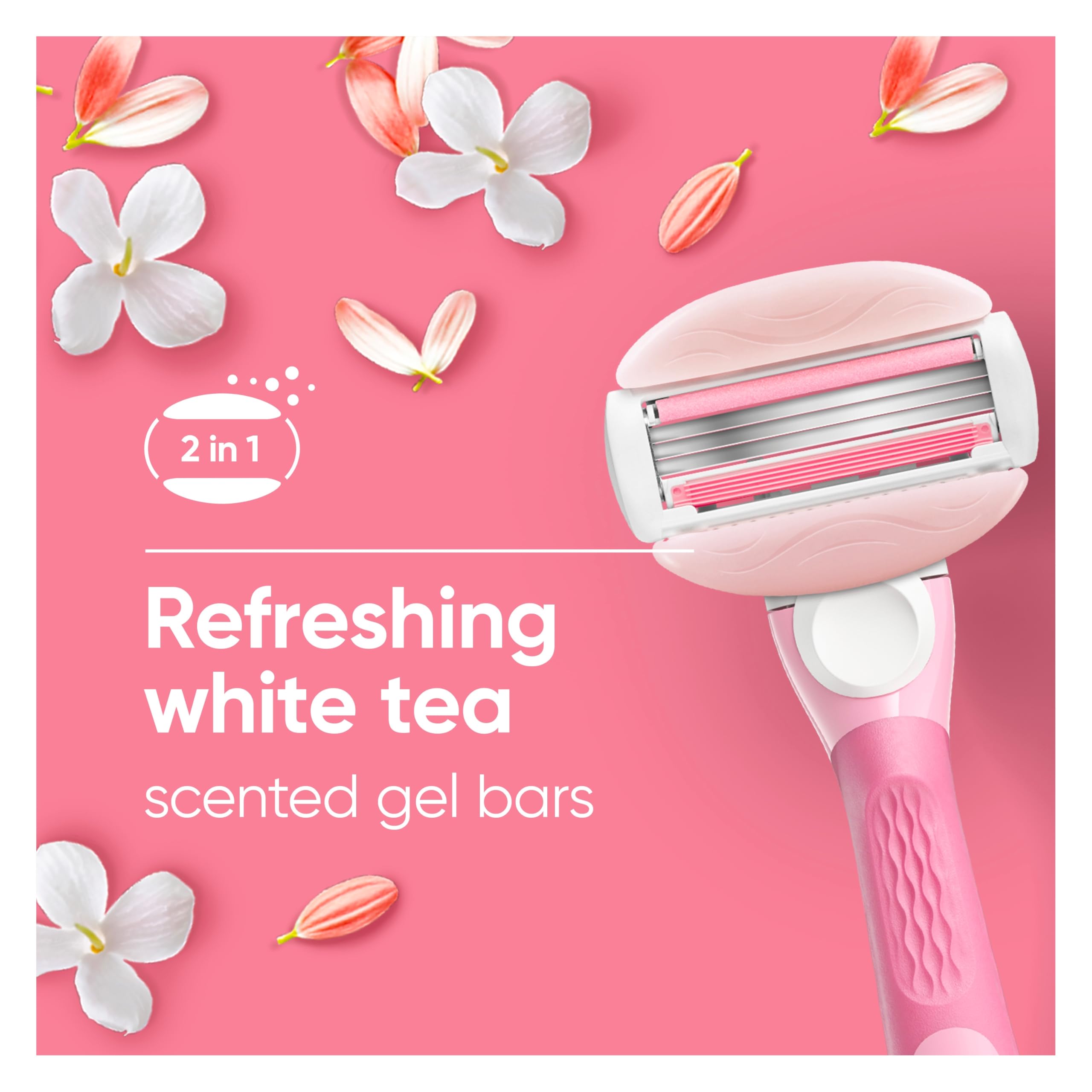 Gillette Venus ComfortGlide White Tea 4 count, with Gillette Venus ComfortGlide plus Olay 2 count, Women's Razor Blade Refills