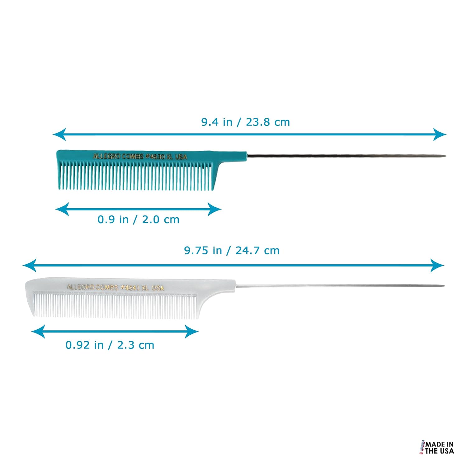Buy now Allegro XL Pintail Rat Tail & Parting Combs - Metal Tail Foiling & Pin Combs (2 Pc. AQUA & WHITE) at indiglob india