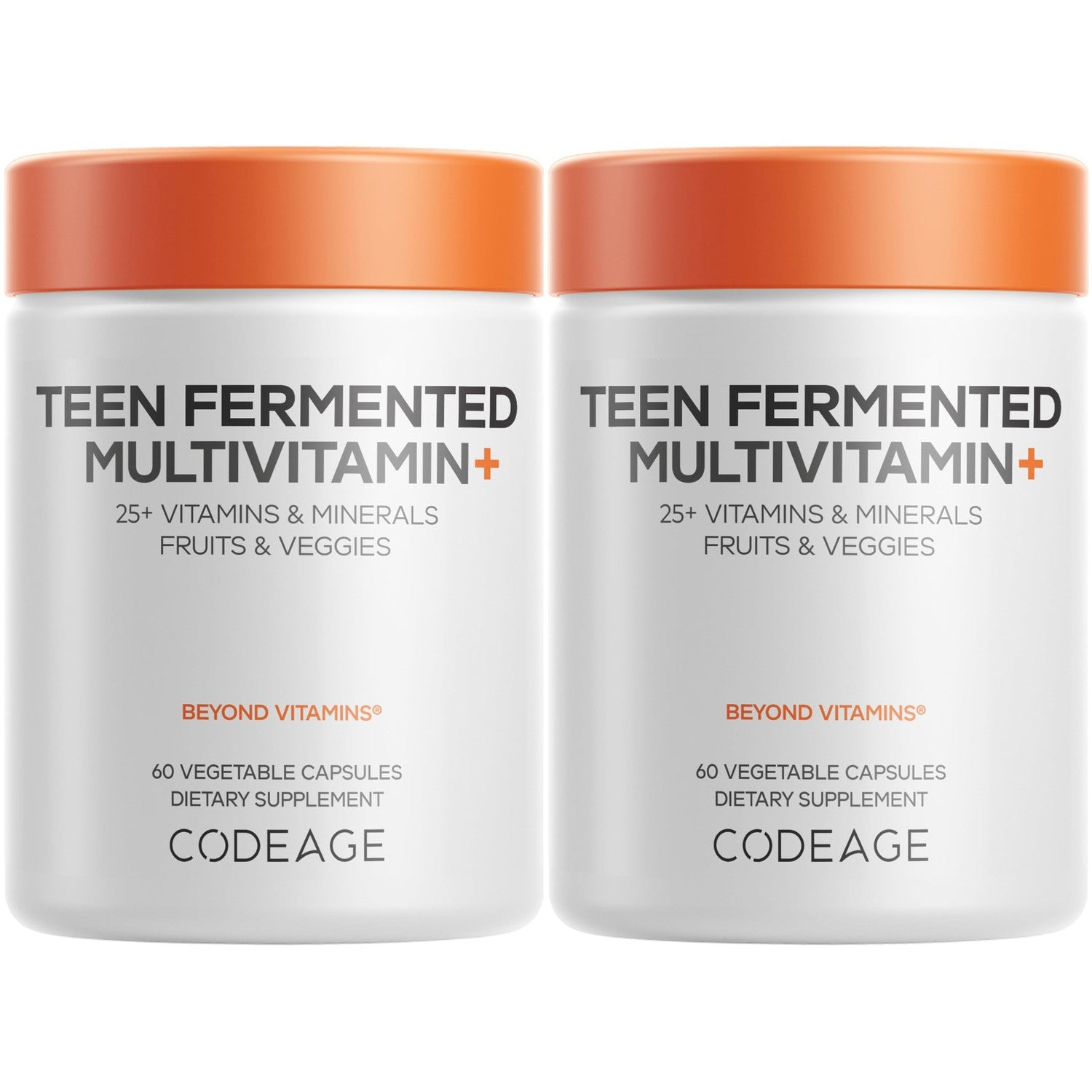 Codeage Teen Multivitamin Supplement – Daily Vitamins and Minerals for Teen Boys and Girls – Organic Whole Food Formula with Omega-3 and Vitamins A to K - 2 Pack