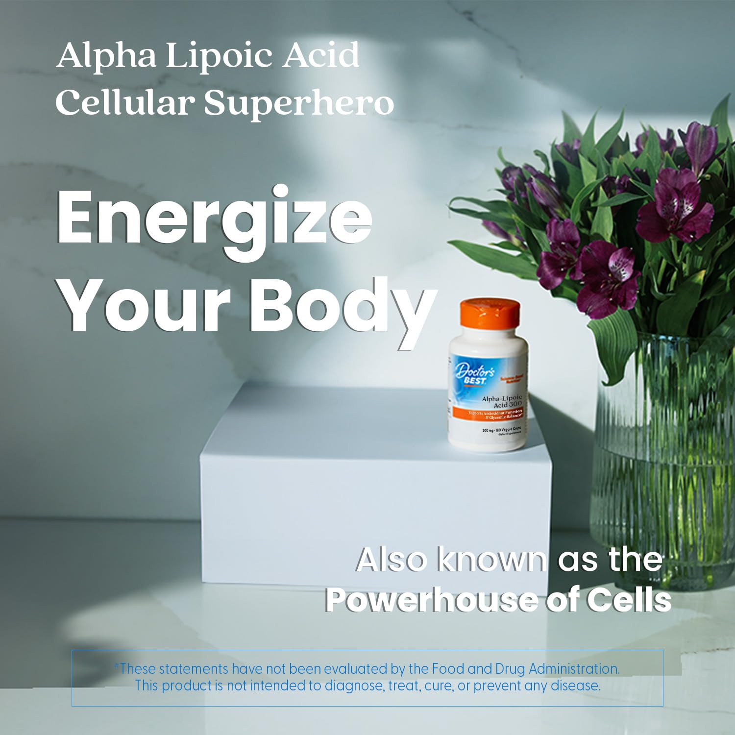 Doctor's Best Alpha Lipoic Acid Supplement 300mg - Alpha-Lipoic Acid Caps for Men & Women, ALA Antioxidant Support for Nerve Health, Aids in Cellular Function, Non GMO, Gluten Free - 180 Veg Capsules
