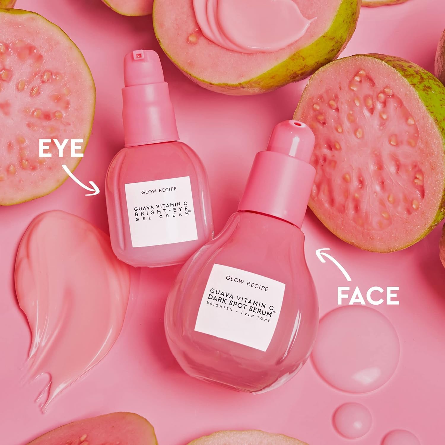 Buy now Glow Recipe Guava Brightening Korean Skincare Gift Set - Vitamin C Under Eye Cream Treatment + Hydrating Vitamin C Dark Spot Face Serum with Niacinamide & Peptides, Travel Size (2 Count) at indiglob india