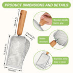 XBX Cat Litter Scoop with Holder – Metal Mesh Litter Scooper, Wooden Handle Fine Litter Scoop with Small Holes for Litter Box, Efficient Sifting and Easy Cleaning