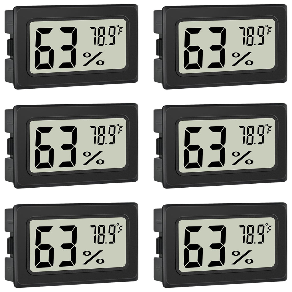 Humidity Meter Indoor Thermometer 6-Pack Mini Digital Thermometer Hygrometer Indoor Temperature Humidity Meters Gauge LCD Display Fahrenheit (℉) for Greenhouse, Reptile Tank, Cellar, Closet