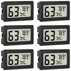 Humidity Meter Indoor Thermometer 6-Pack Mini Digital Thermometer Hygrometer Indoor Temperature Humidity Meters Gauge LCD Display Fahrenheit (℉) for Greenhouse, Reptile Tank, Cellar, Closet