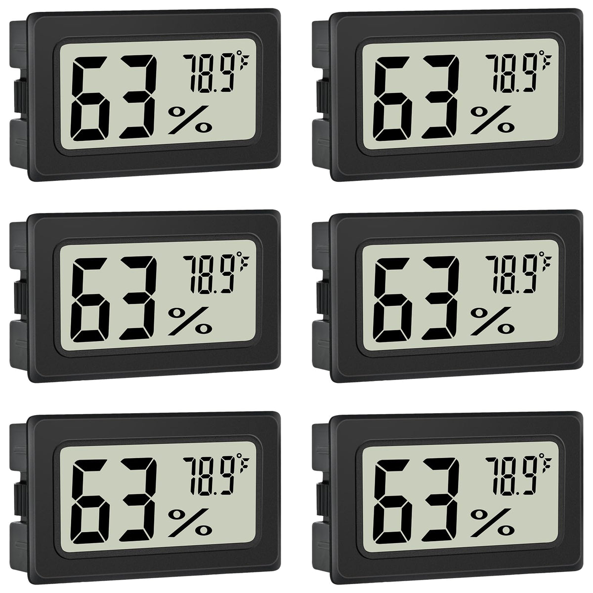 Humidity Meter Indoor Thermometer 6-Pack Mini Digital Thermometer Hygrometer Indoor Temperature Humidity Meters Gauge LCD Display Fahrenheit (℉) for Greenhouse, Reptile Tank, Cellar, Closet