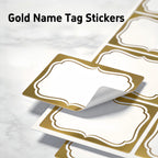 Gold Name Tag Stickers, 200 PCS Blank Name Tags for Classroom and School