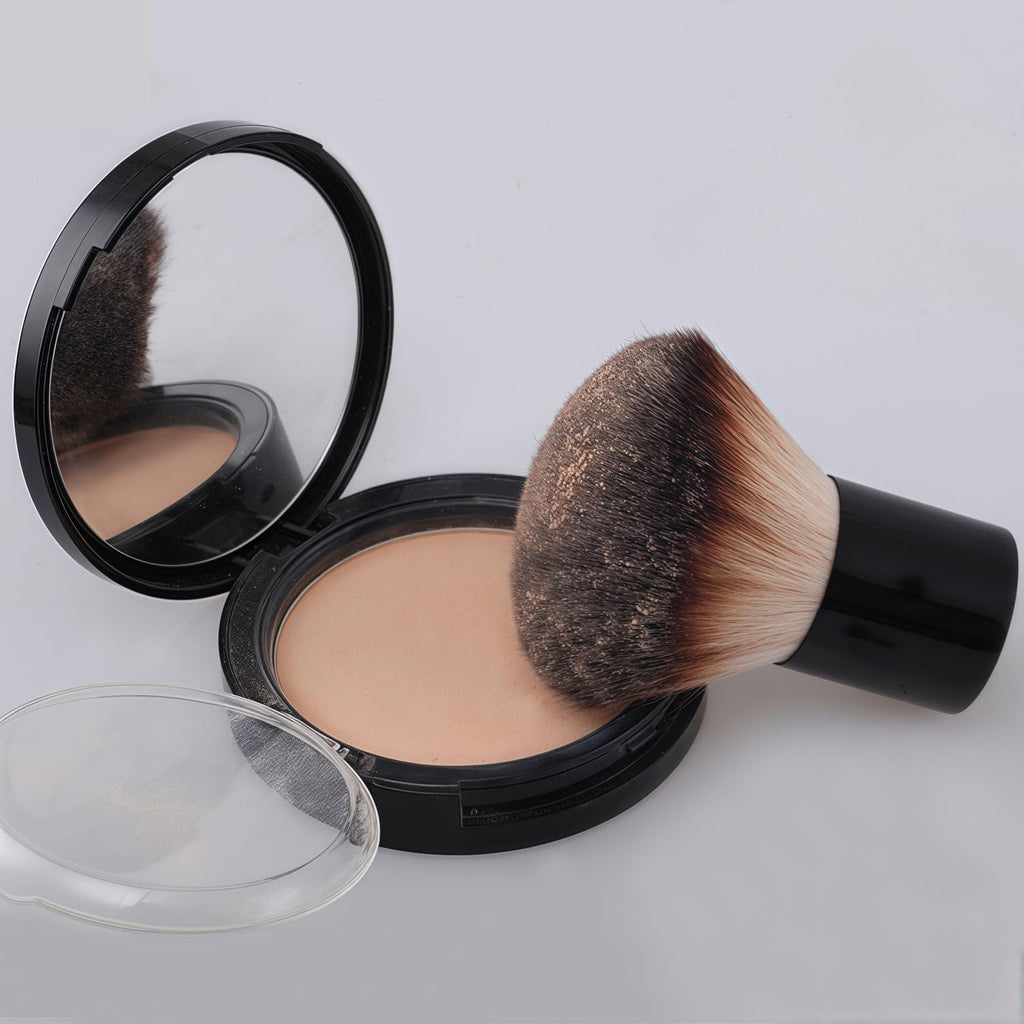 Kabuki Face Brush for Powder Foundation & Blush Blending & Buffing with Aluminum Handle