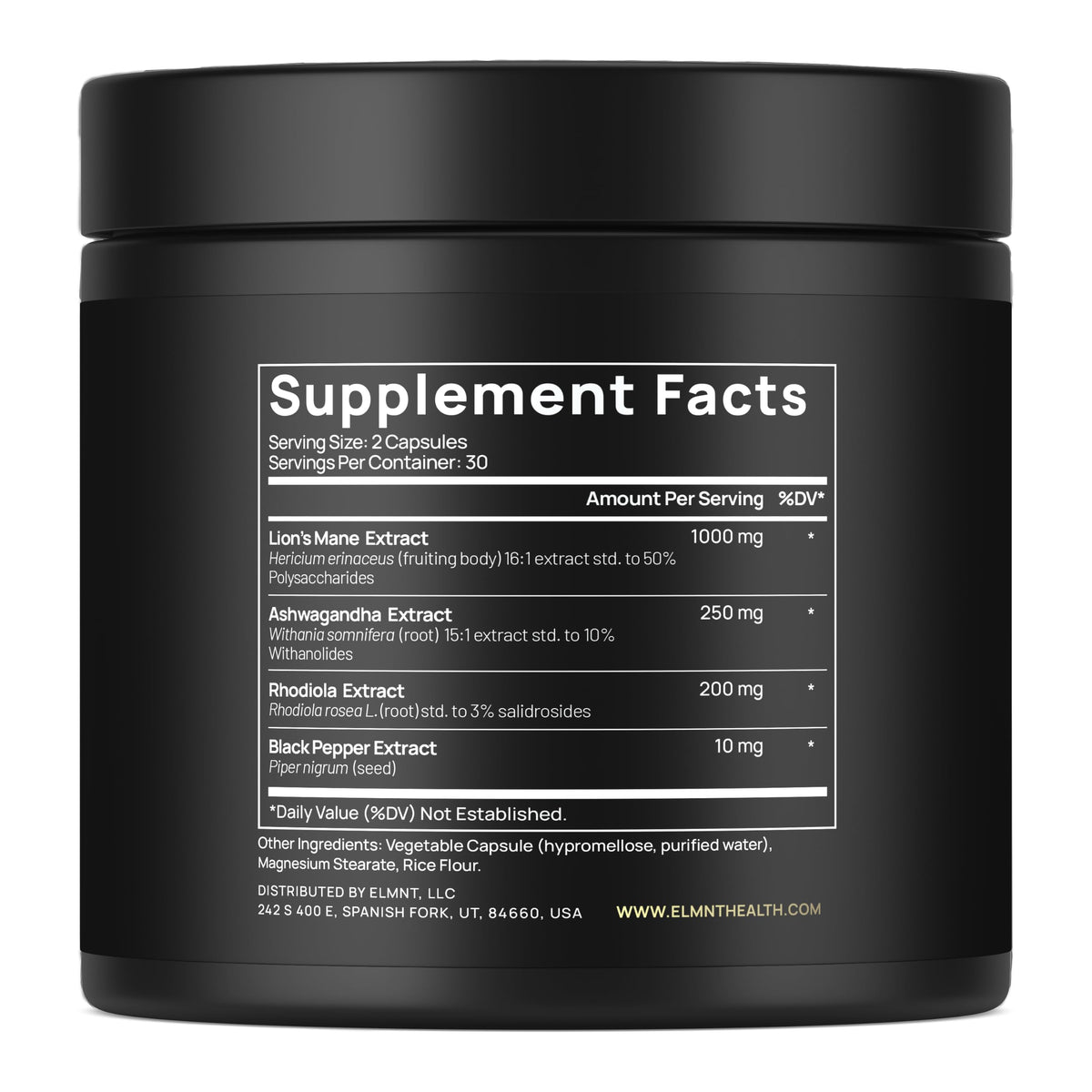 16x Strength Lions Mane Supplement Capsules Super Nootropic w. Ashwagandha & Rhodiola - Highest Potency 16:1 Lion's Mane Mushroom Extract 50% Polysaccharides Brain Supplements for Memory and Focus