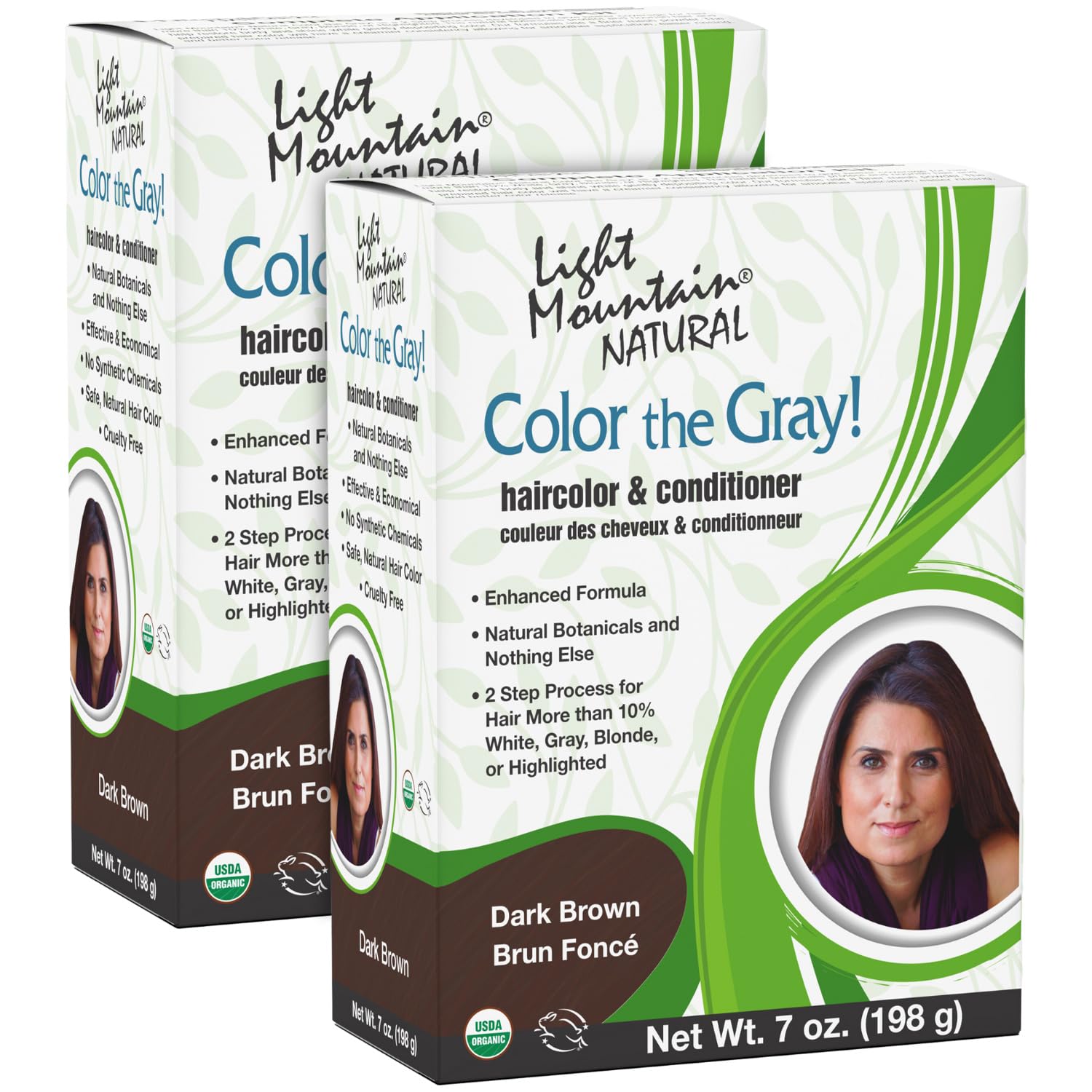 Buy now Light Mountain Henna Hair Color & Conditioner, Color the Gray - Dark Brown Hair Dye for Men/Women, 2-Step Chemical-Free, Semi-Permanent Hair Color for White, Gray, and Blonde Hair, 7 Oz (Pack of 2) at indiglob india