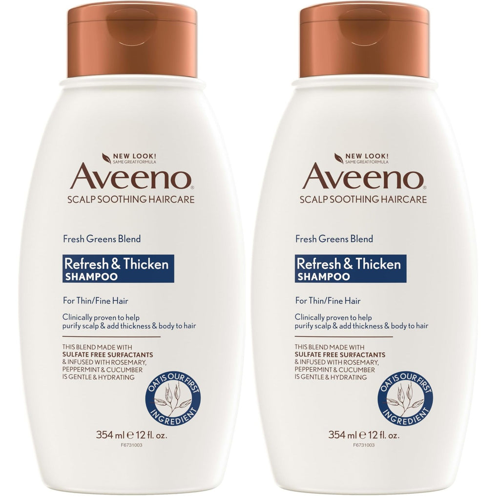 Aveeno Fresh Greens Blend Natural Volumizing Shampoo, Cucumber, Rosemary, for Fine Hair, 12 fl oz