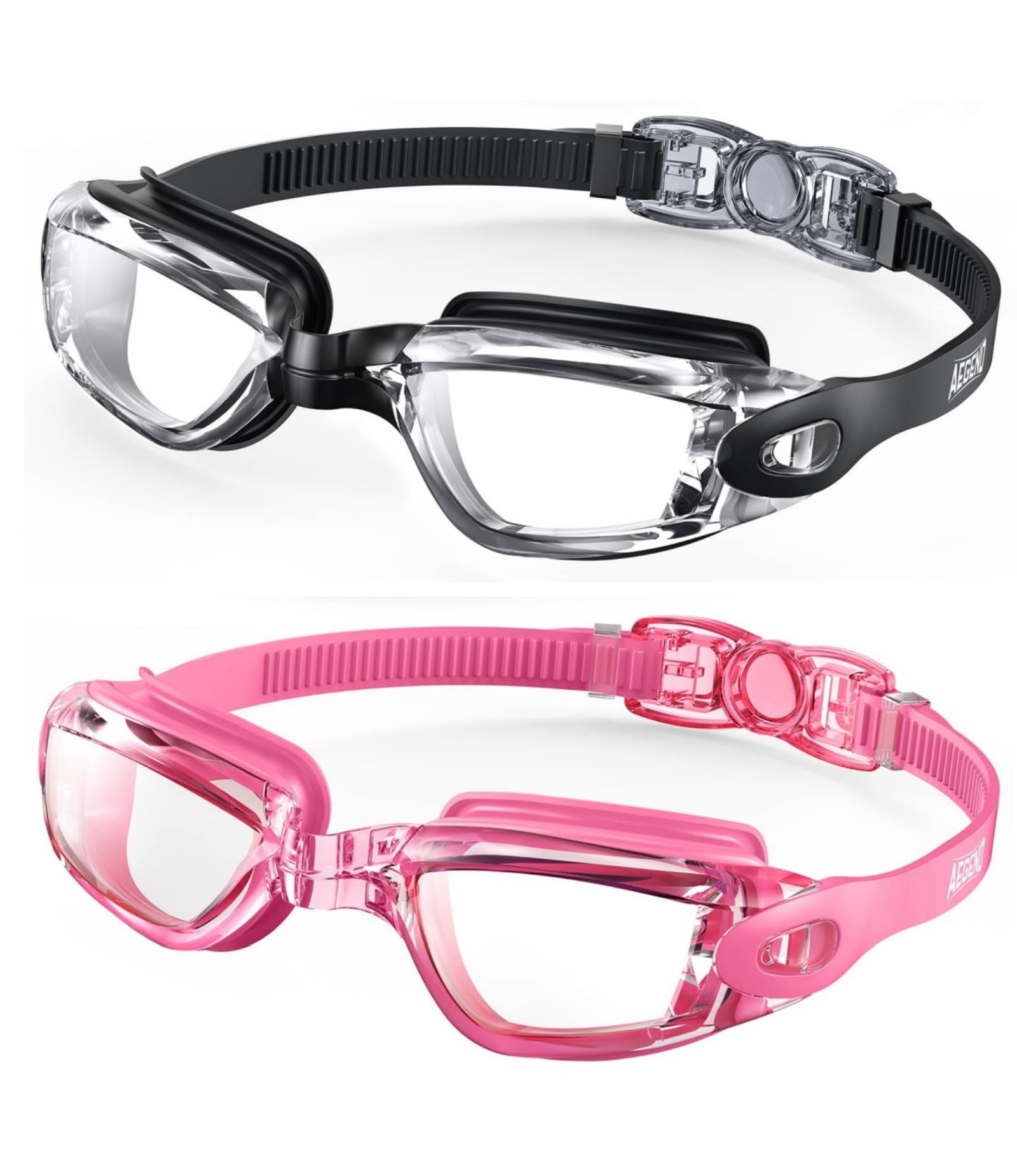 Buy now Aegend Swim Goggles, 2 Pack Swimming Goggles No Leaking Adult Men Women Youth Black Clear & Rose-red Clear at indiglob india