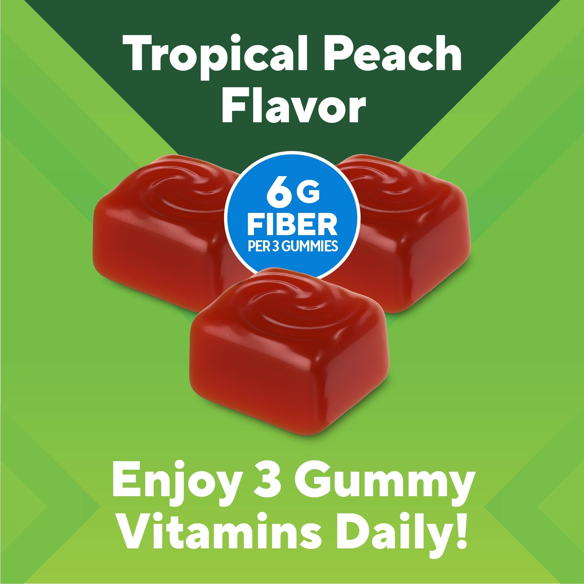 Vitafusion GLP1 Gummy Supplement | 90 Sugar Free Gummies | Vitamin & Mineral Blend with Fiber, D3, B12, and Folate | for Women & Men | Tropical Peach Flavor | Gluten Free Formula