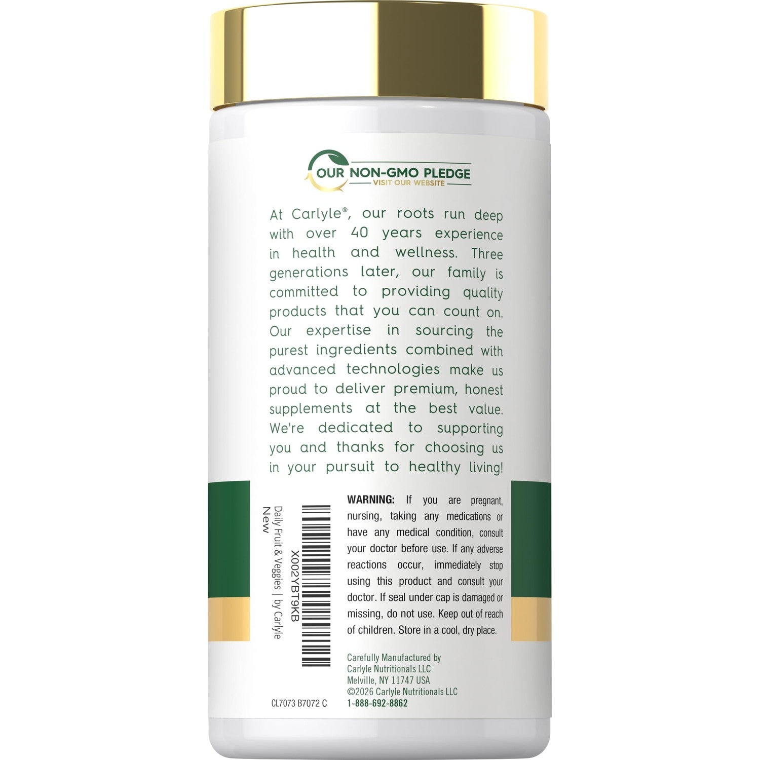 Carlyle Fruits and Veggies Supplement | 250 Capsules | Made With 30 Fruits and Vegetables | Vegetarian, Non-GMO, Gluten Free Superfood Formula