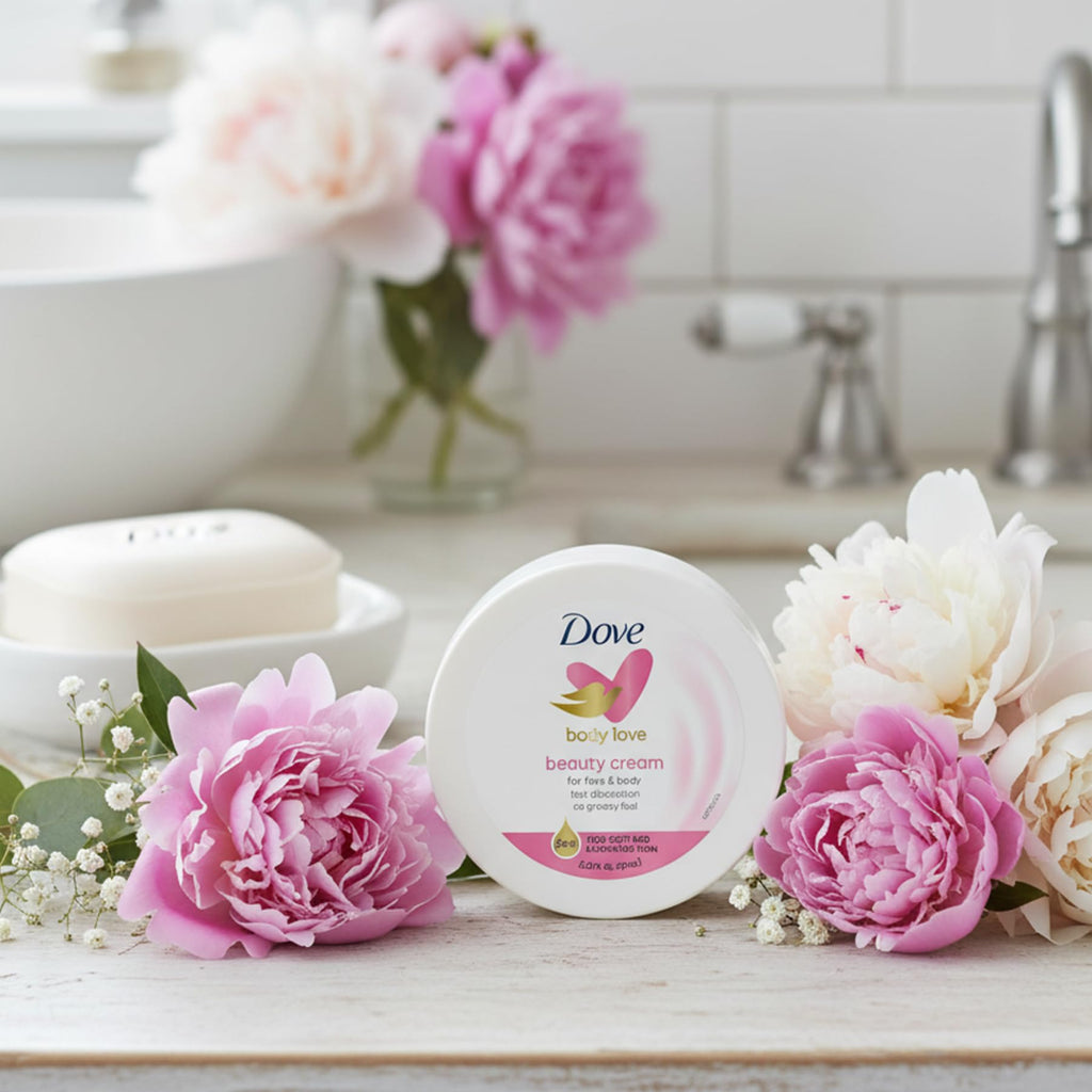 Dove Nourishing Body Care, Face, Hand, and Body Beauty Cream for Normal to Dry Skin Lotion for Women with 24-Hour Moisturization, 4-Pack, 2.53 Oz Each Jar