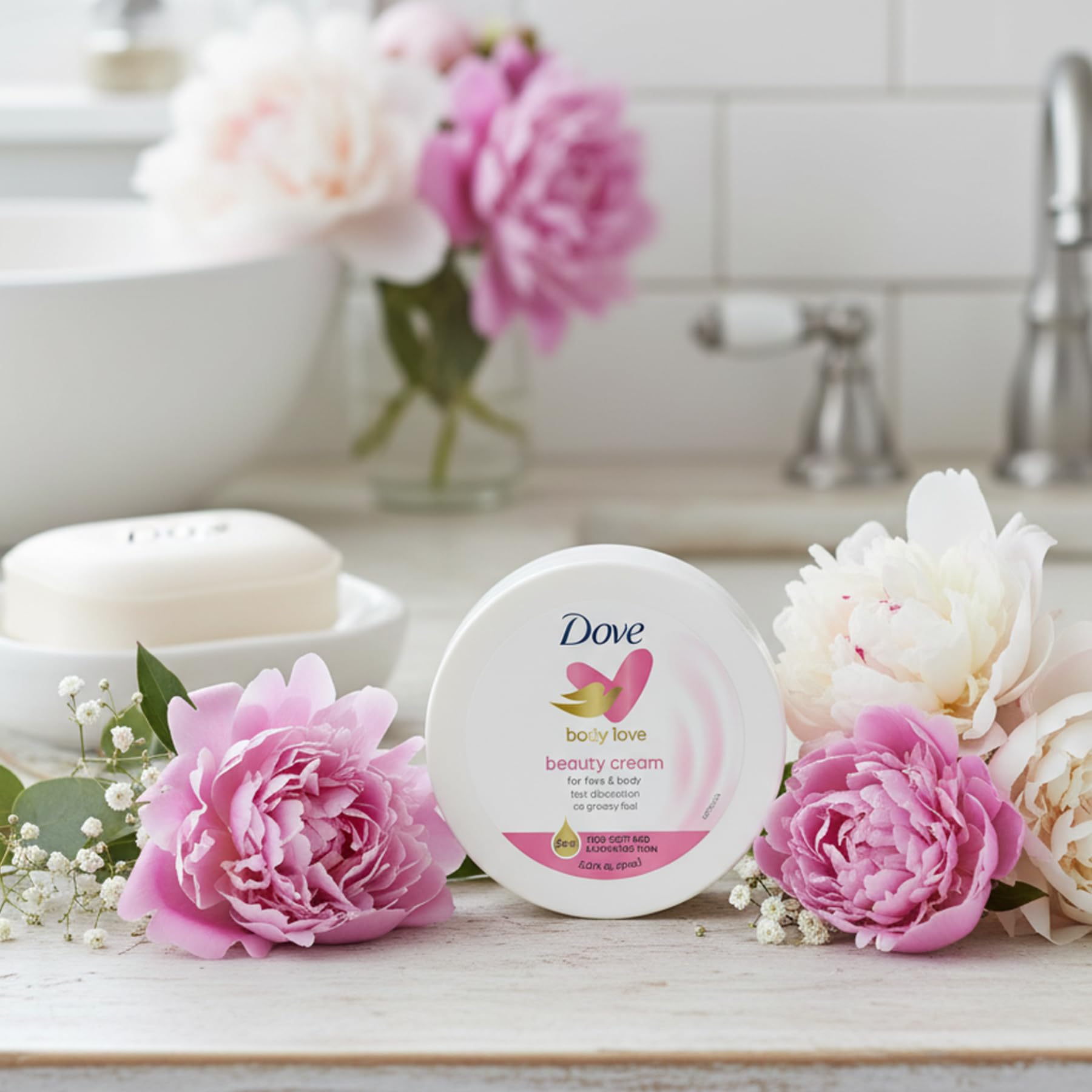 Dove Nourishing Body Care, Face, Hand, and Body Beauty Cream for Normal to Dry Skin Lotion for Women with 24-Hour Moisturization, 4-Pack, 2.53 Oz Each Jar