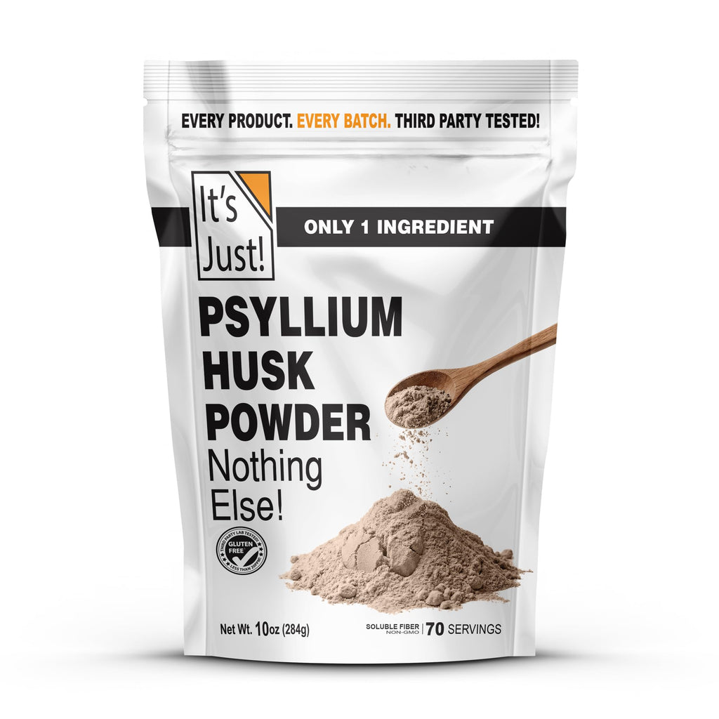 It's Just! - Psyllium Husk Powder, GLP-1 Friendly, Easy Mixing Dietary Fiber, Cleanse Your Digestive System, Finely Ground Powder, Ideal for Keto Baking, Non-GMO (Unflavored, 10oz (Pack of 1))