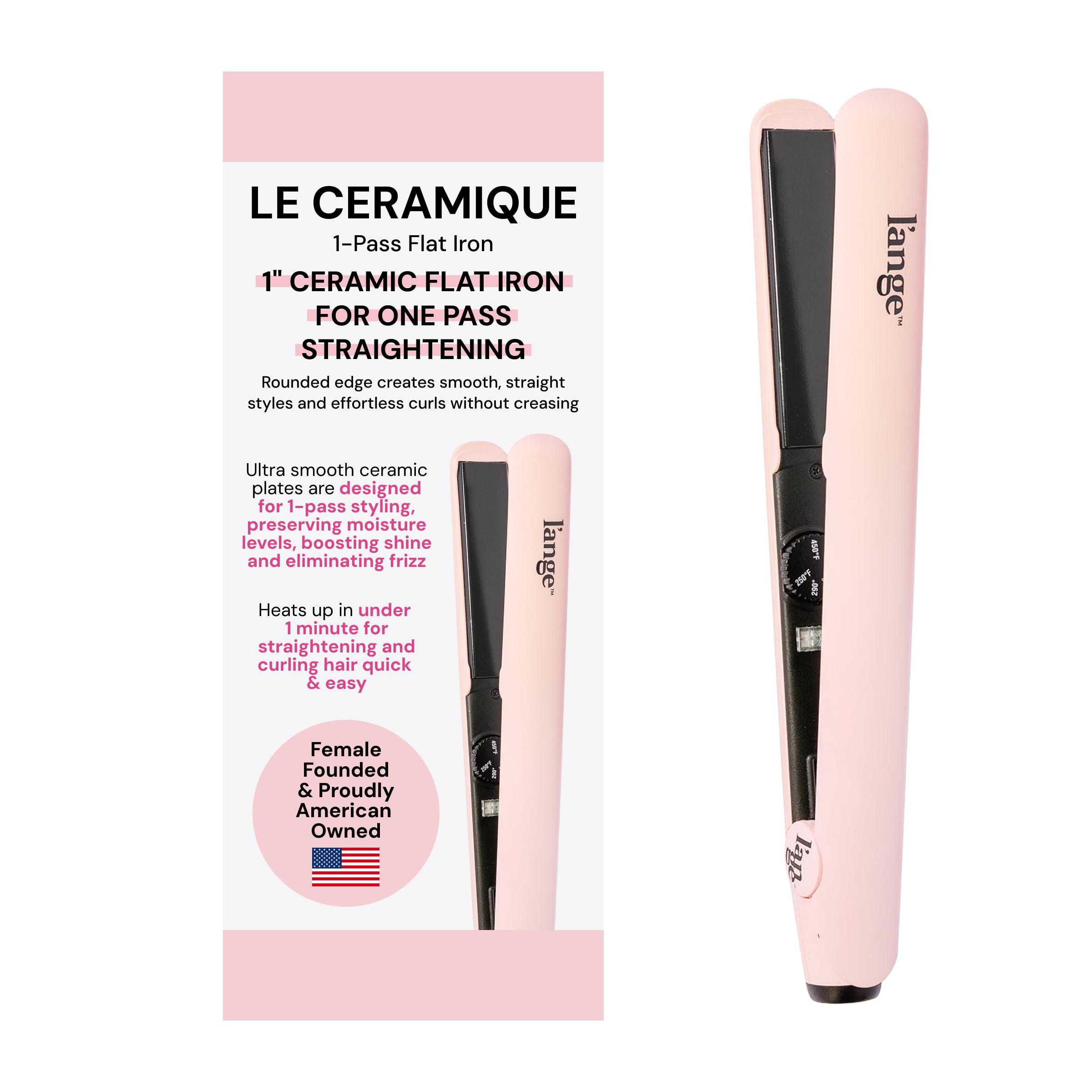 L'ANGE HAIR Le Ceramique 1-Pass Flat Iron Hair Straightener | Fast Heating Ceramic Flat Iron | Best Hot Tools Professional Hair Straightener to Lock in Moisture & Shine | (Black)