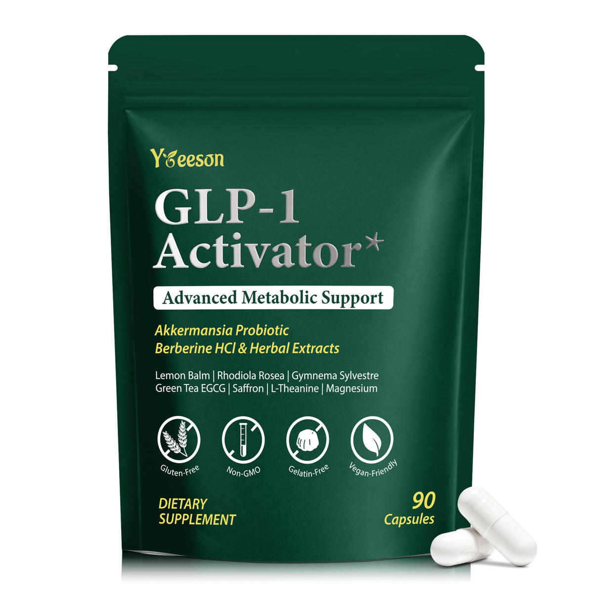 GLP-1 Weight Management Appetite Control with Berberine, 90 Caps, 45-Day