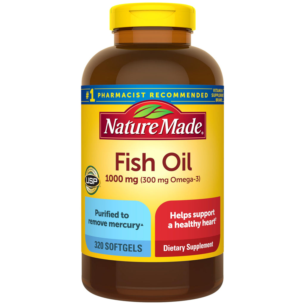 Nature Made Fish Oil Omega 3 Supplements, 1000 mg Softgels, 90 Softgels | Omega 3 Fish Oil for Healthy Heart Support, Gluten Free, Dairy Free, 45 Day Supply