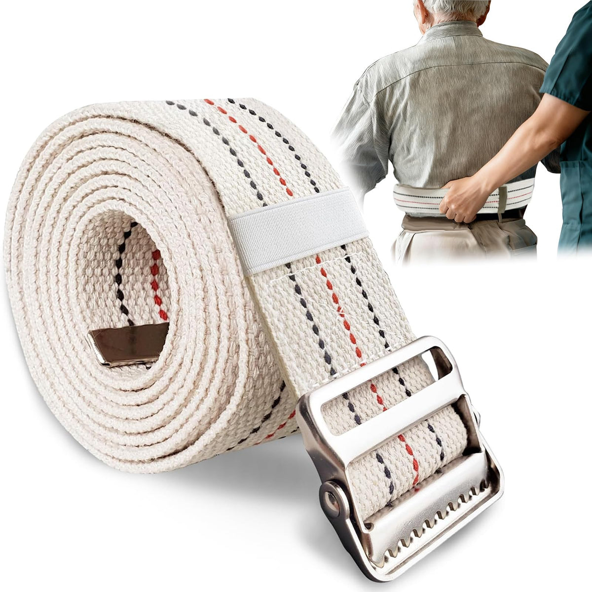 Gait Belt for Seniors 60inch - Walking Transfer Belts Gate Belts Medical for Elderly, Physical Therapy Strap Caregiver Supplies for Caregiver, Nurse, Therapist with Metal Buckle