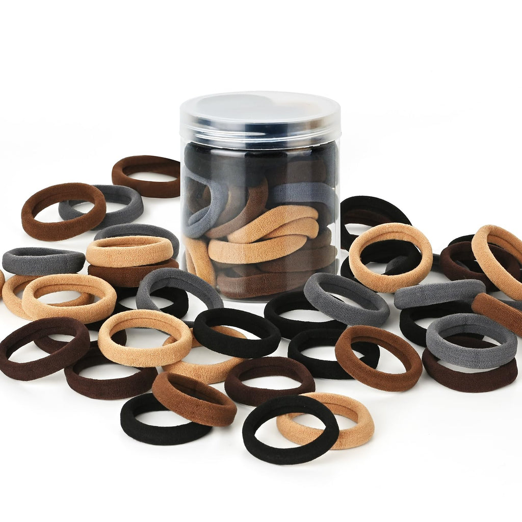 50PCS Hair Ties for Thick Hair, Seamless Cotton Ponytail Holders | Hair ties for Thick Hair, No Damage (Neutral Colors) Hair Accessories