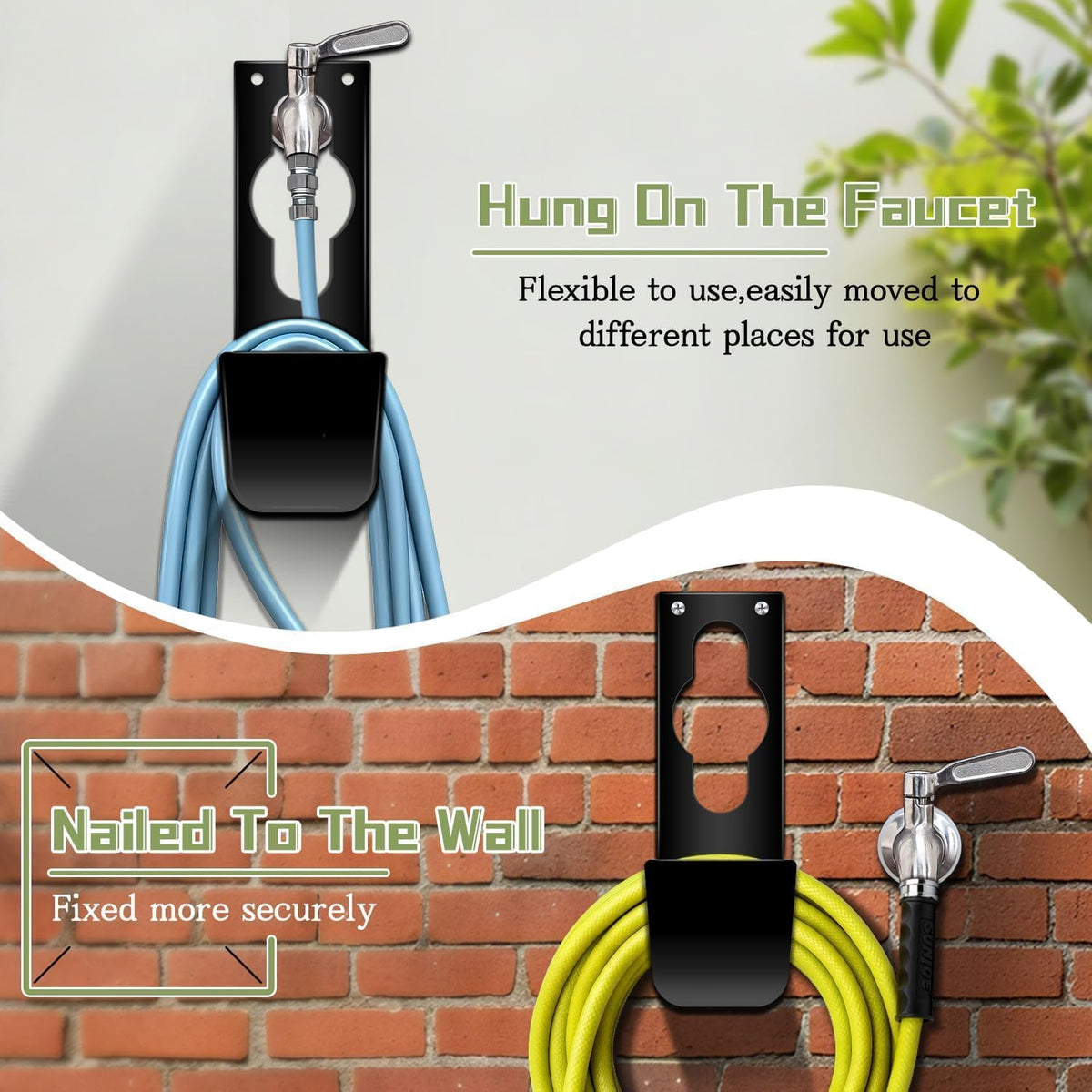 SupKing Hose Holder Wall Mount,Heavy Duty Garden Hose Hanger Reel Metal Hose Hooks Fit to100ft Expandable Watering Hose Storage
